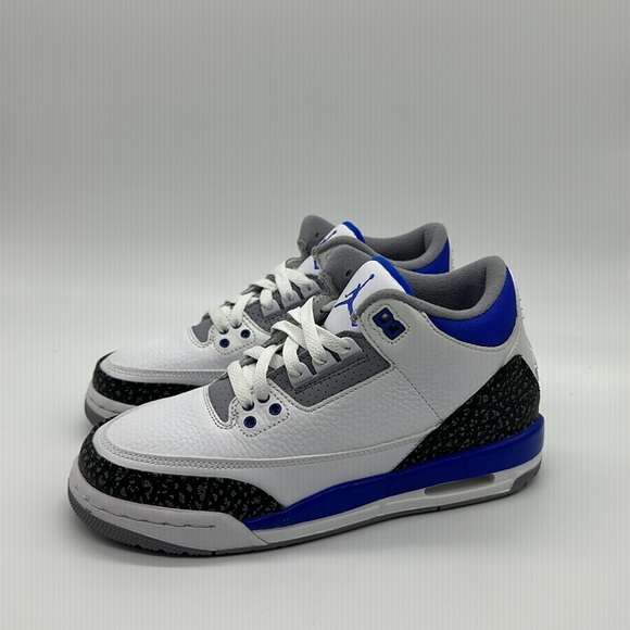 Nike Air Jordan 3 Retro GS Racer Blue White Shoe 398614-145 NWOB and Defects - Picture 4 of 8